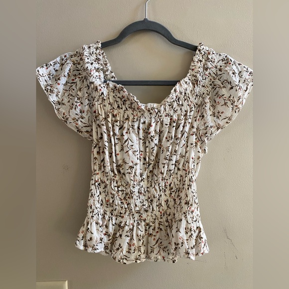 Abercrombie & Fitch Tops - Abercrombie & Fitch Off The Shoulder Smocked Waist Peplum Top Size Medium